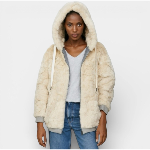 Zara Jackets & Blazers - ZARA Faux Fur Cream Jacket, Cozy Teddy Zip-Up, Sz S
